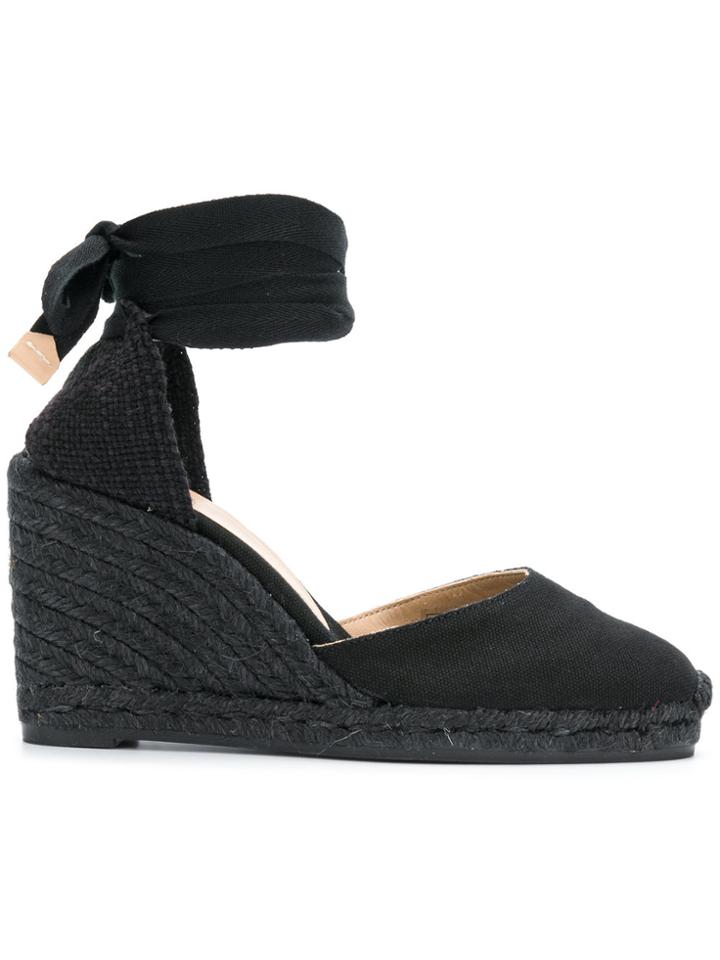 Castañer Lace-up Espadrille Wedges - Black