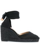Castañer Lace-up Espadrille Wedges - Black