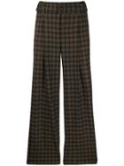 Vince Flared Check Print Trousers - Brown
