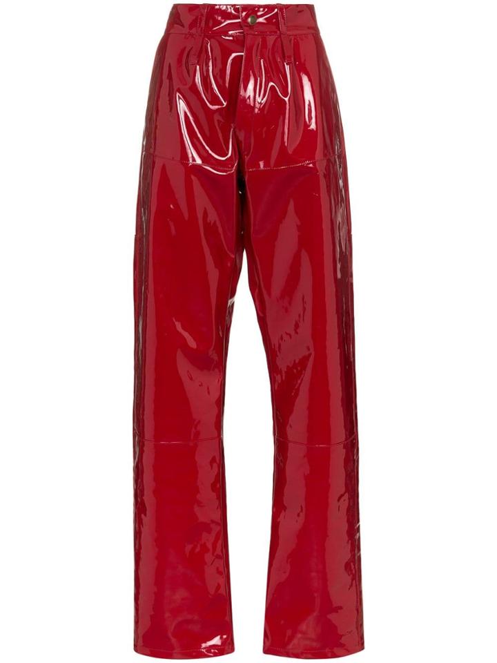 Gmbh X Browns Marie High-waisted Vinyl Trousers - Red