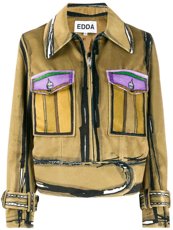 Edda Claudia Abstract Print Jacket - Brown