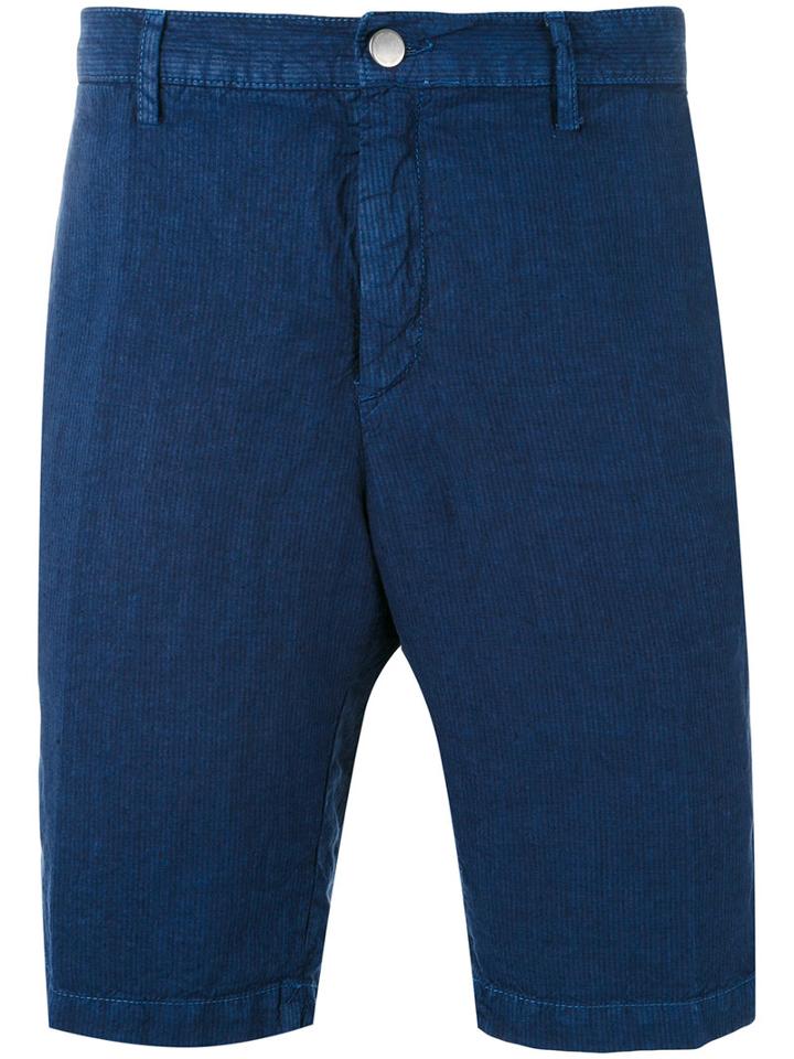 Tonal Striped Shorts - Men - Linen/flax - 52, Blue, Linen/flax, Massimo Alba