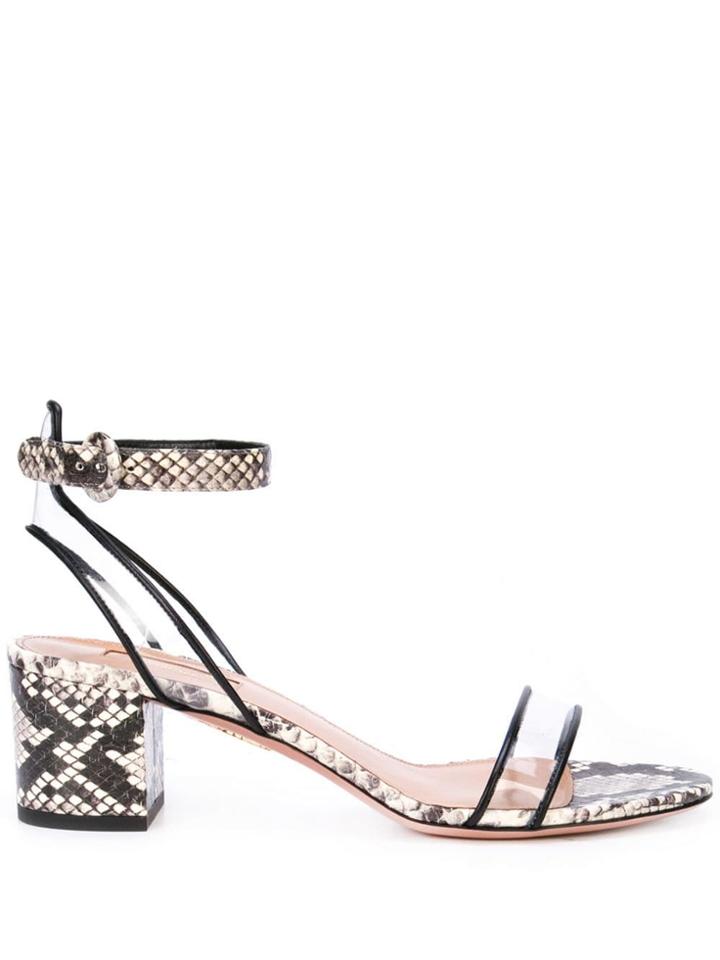 Aquazzura Snakeskin Pattern Sandals - Black
