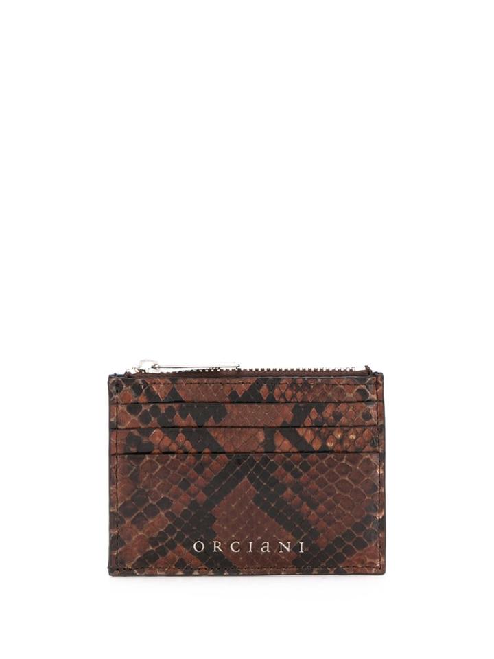 Orciani Logo Snakeskin-effect Wallet - Brown