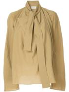 Lemaire Tie Neck Draped Blouse - Brown