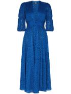 Cult Gaia Willow V-neck Floral Eyelet Dress - Blue