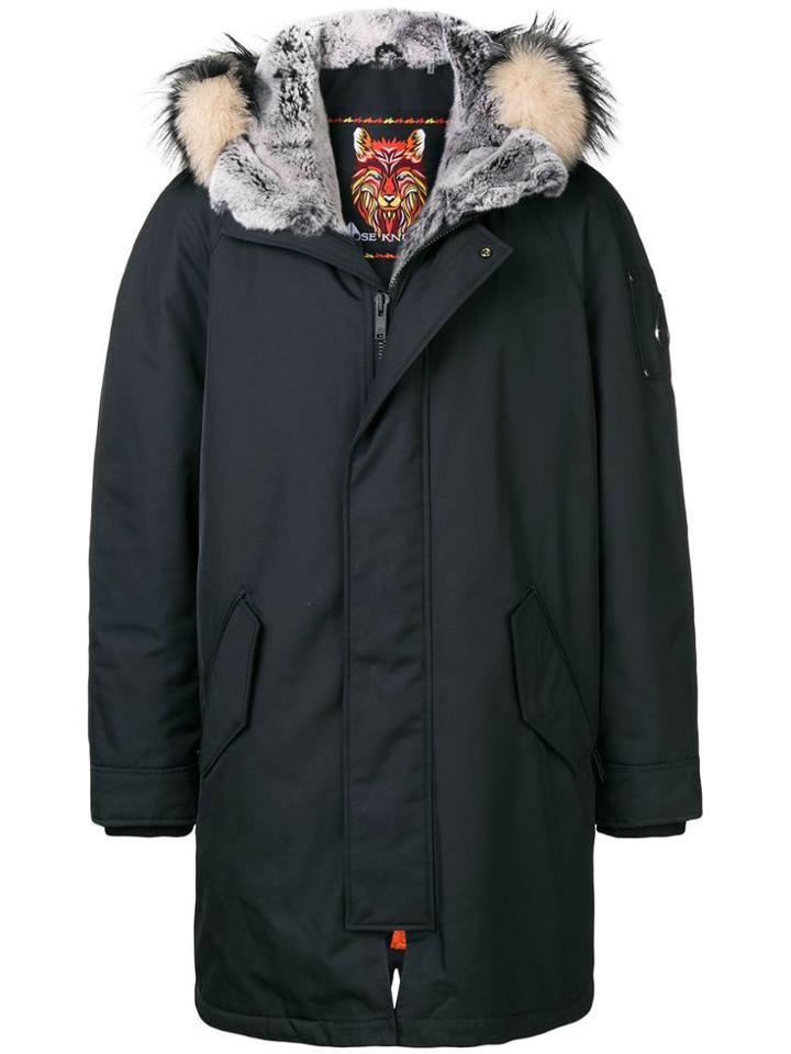 Moose Knuckles Concealed Zip Parka Coat - Black