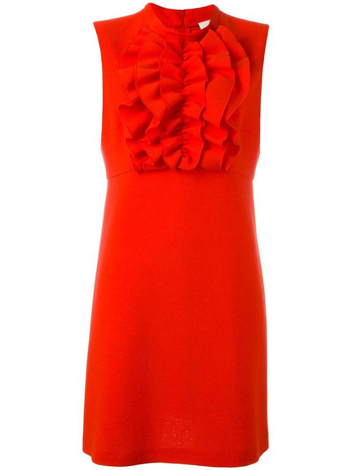 L'autre Chose Ruffled Bib Dress, Women's, Size: 42, Red, Virgin Wool