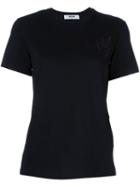 Msgm Logo Embroidered T-shirt, Women's, Size: Xs, Black, Cotton