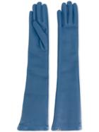 Salvatore Ferragamo Long Leather Gloves - Blue