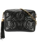 Chanel Vintage Triple Cc Mark Fringe Bag - Black