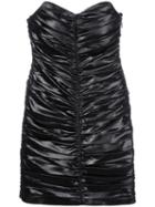 Saint Laurent Ruched Strapless Mini Dress, Women's, Size: 38, Black, Silk/cotton/metallized Polyester