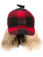 Dsquared2 Raccoon Fur Detail Hat, Men's, Size: Large, Red, Polyester/viscose/wool/racoon Fur