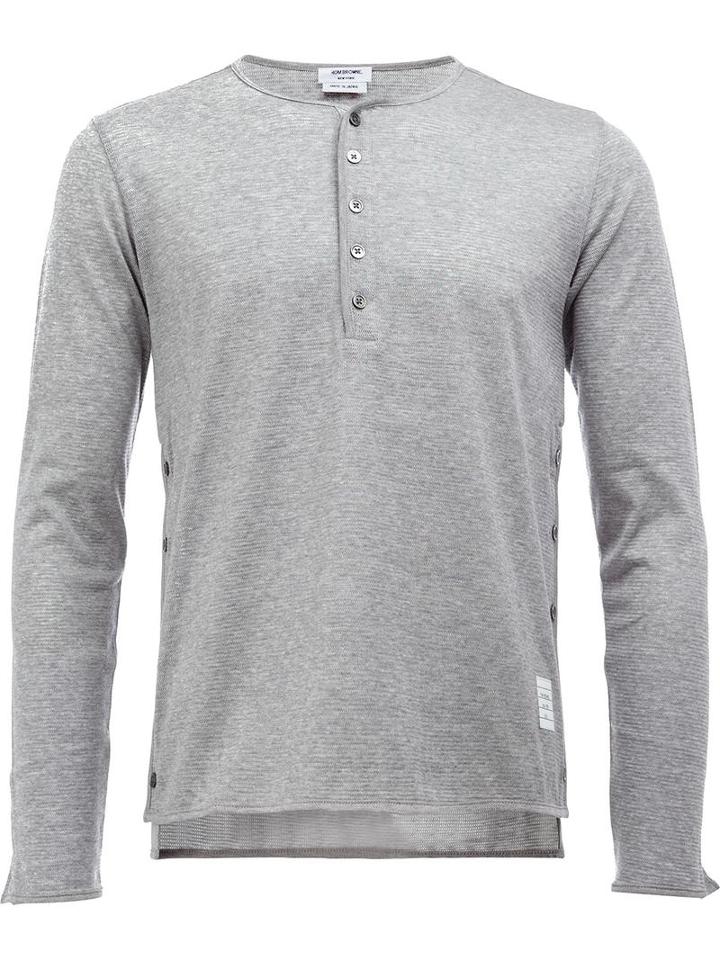 Thom Browne Long Sleeve T-shirt, Men's, Size: 4, Grey, Cotton