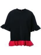 Marni Short Sleeve Ruffle Sweatshirt, Women's, Size: 42, Red, Viscose
