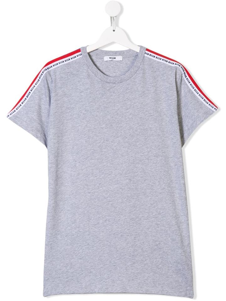 Msgm Kids Teen Stripe Detail T-shirt - Grey