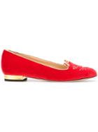 Charlotte Olympia Cat Face Ballerina Shoes - Red