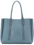 Lanvin Fringed Tote, Women's, Blue, Calf Leather