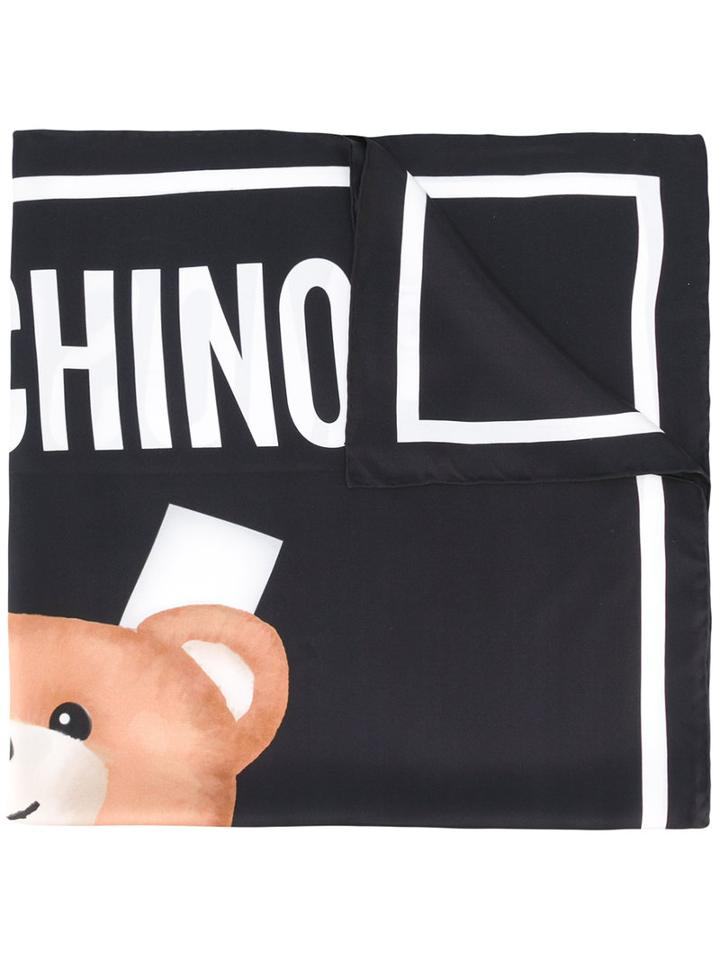 Moschino - Bear Print Scarf - Women - Silk - One Size, Women's, Black, Silk