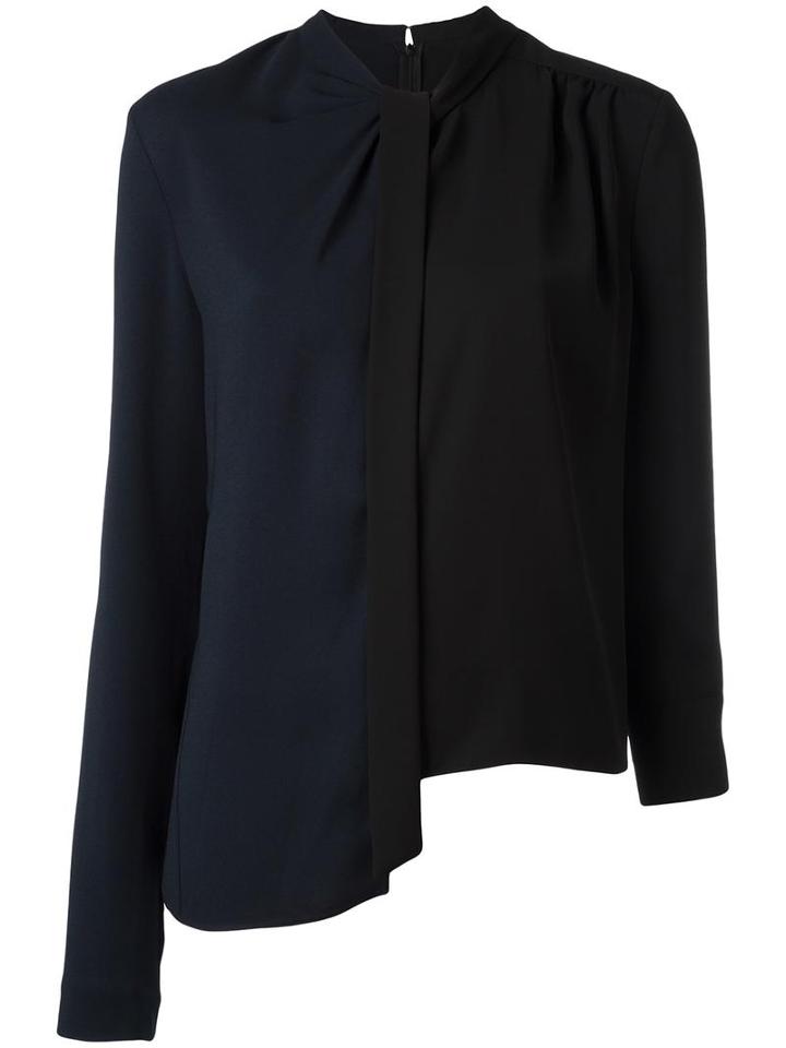 Maison Margiela Colour Block Asymmetric Hem Blouse, Women's, Size: 42, Black, Polyester/spandex/elastane/viscose