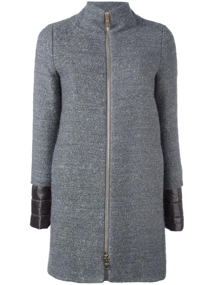 Herno Inner Padding Zipped Coat, Women's, Size: 42, Grey, Acrylic/wool/viscose/polyester