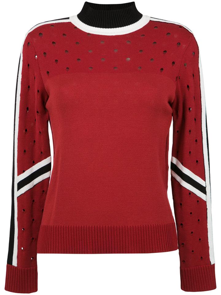 Nk High Neck Knit Blouse - Red