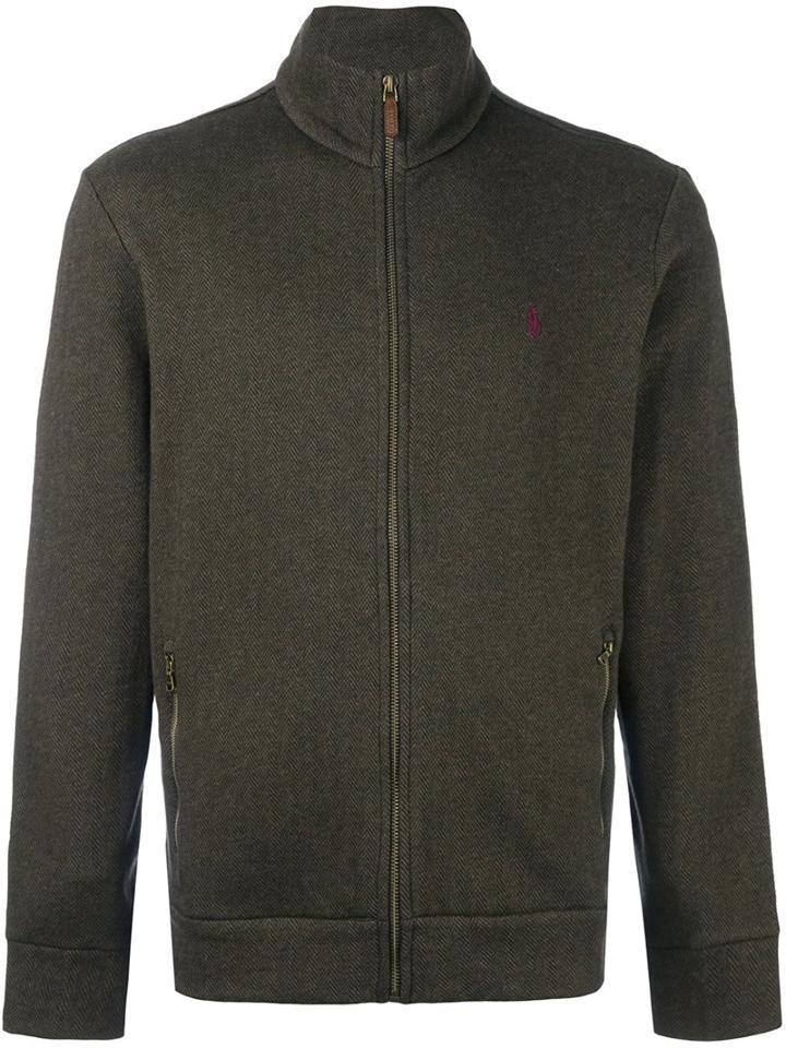 Polo Ralph Lauren Zipped High Neck Cardigan, Men's, Size: Small, Green, Cotton/polyester