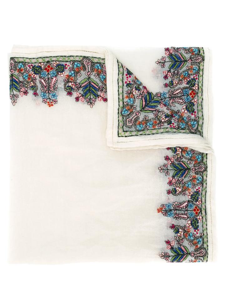 Faliero Sarti Fiorellata Scarf, Women's, White, Polyester/wool/viscose