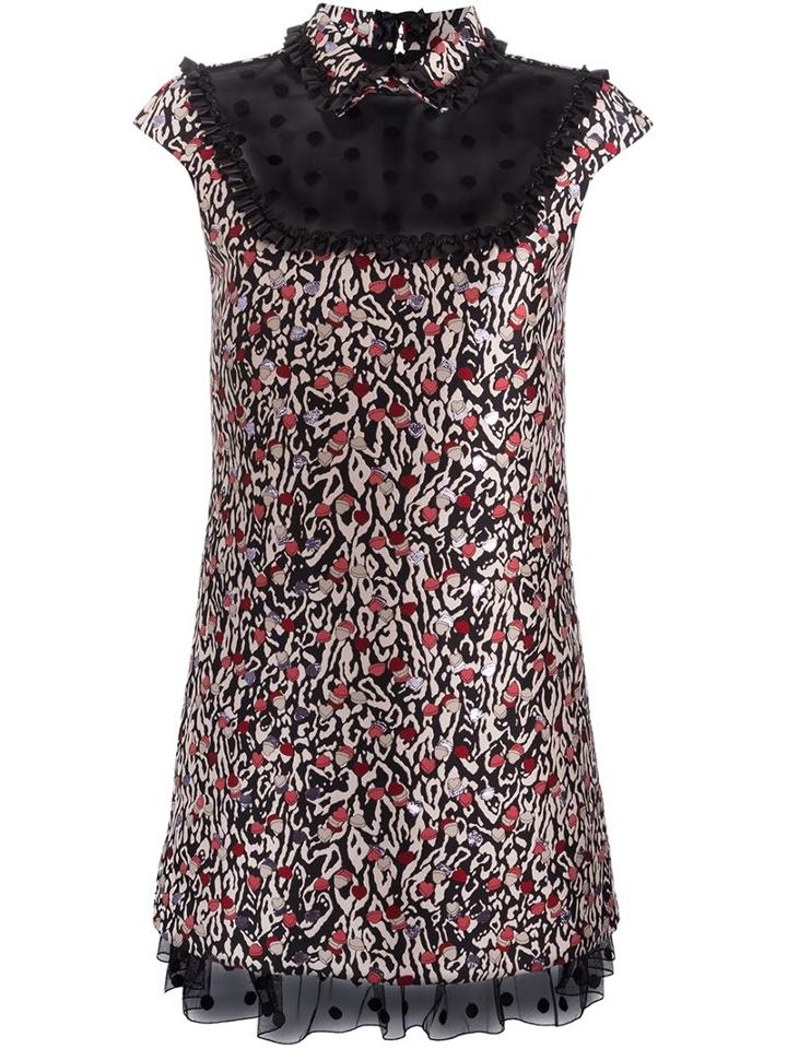 Giamba Short Printed Dress, Women's, Size: 40, Polyester/metallic Fibre
