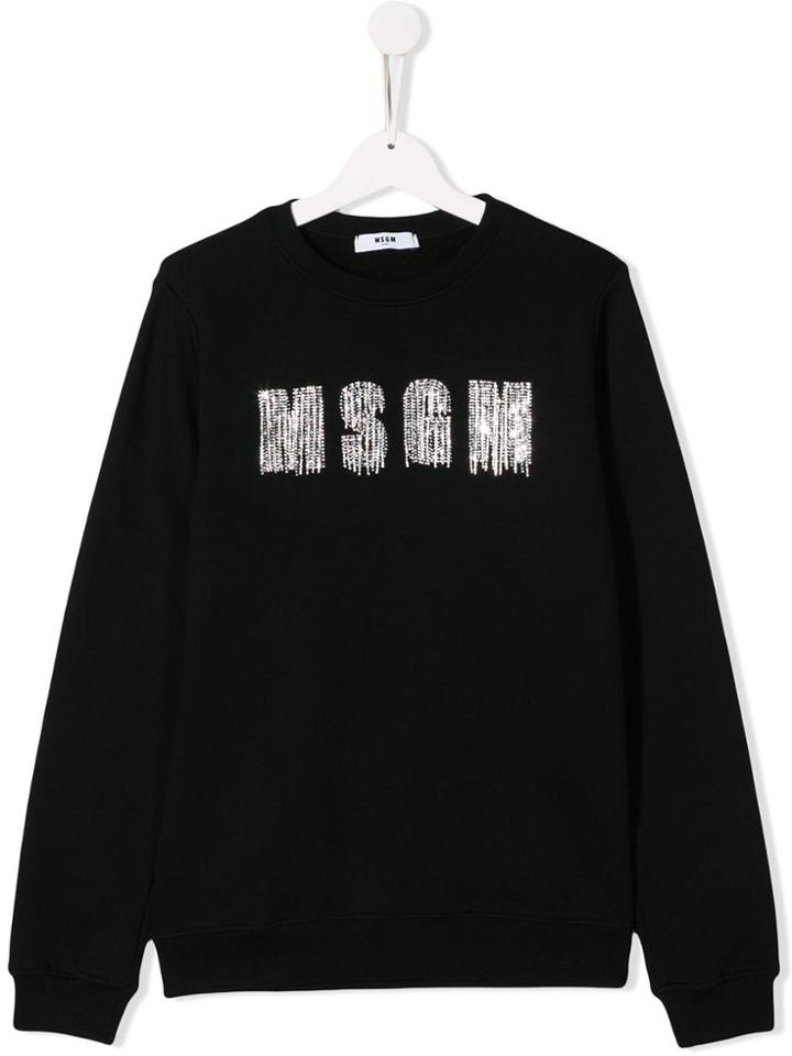 Msgm Kids Crystal-embellished Sweatshirt - Black
