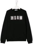Msgm Kids Crystal-embellished Sweatshirt - Black