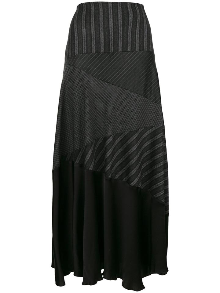 Romeo Gigli Vintage Stripe Flared Midi Skirt - Black