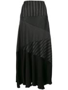 Romeo Gigli Vintage Stripe Flared Midi Skirt - Black