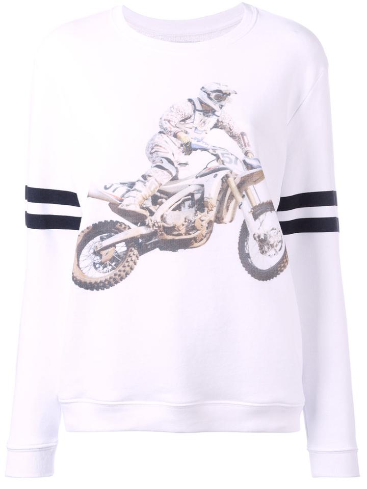 Zoe Karssen Motorcycle Print Sweatshirt, Women's, Size: Xs, White, Cotton/spandex/elastane