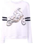 Zoe Karssen Motorcycle Print Sweatshirt, Women's, Size: Xs, White, Cotton/spandex/elastane