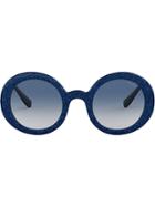 Miu Miu Eyewear Divisa Glitter Round Frame Sunglasses - Blue