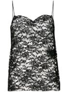 Saint Laurent Floral Lace Cami Top - Black