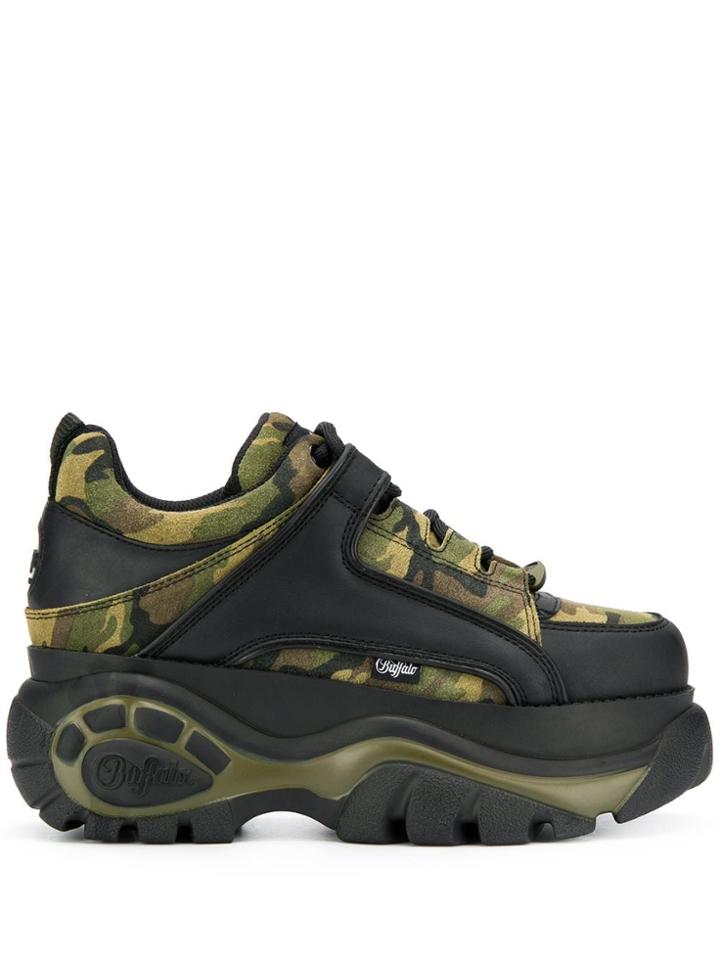 Buffalo Camouflage Platform Sneakers - Black