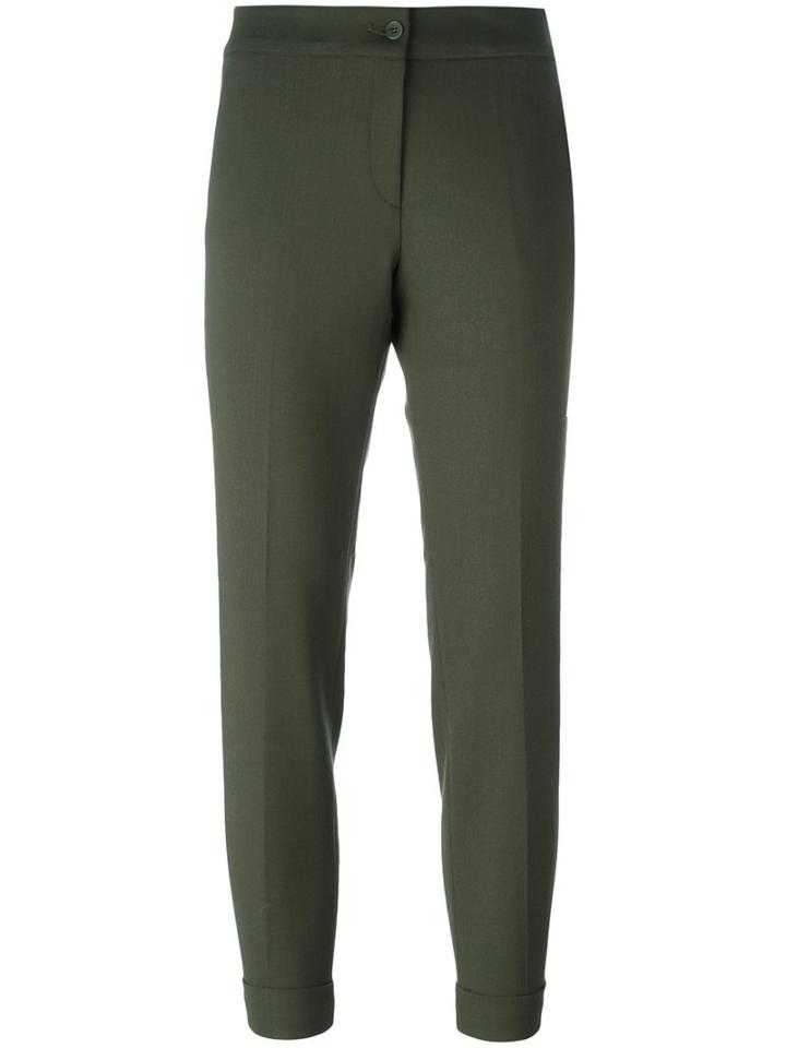 Etro Tapered Tailored Trousers, Women's, Size: 44, Green, Spandex/elastane/wool