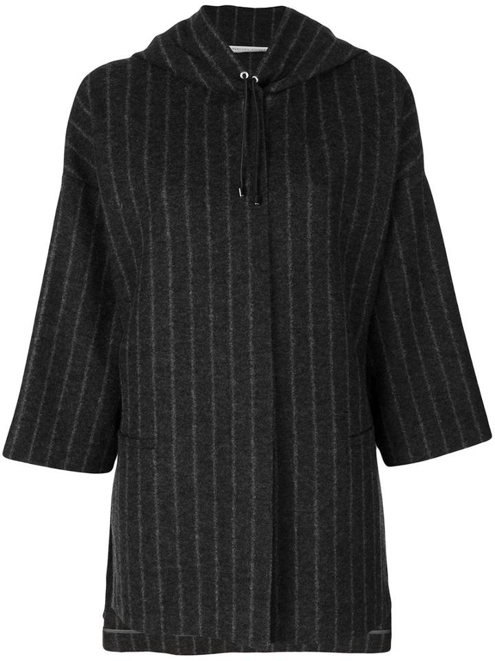 Fabiana Filippi - Hooded Pinstripe Jacket - Women - Polyester/viscose/merino/polybutylene Terephthalate (pbt) - S, Grey, Polyester/viscose/merino/polybutylene Terephthalate (pbt)