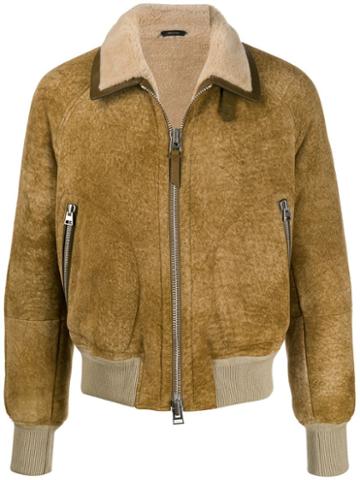 Tom Ford Zipped Shearling Jacket - Neutrals