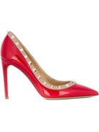 Valentino Garavani Rockstud Pumps, Women's, Size: 39, Red, Patent Leather/leather/metal