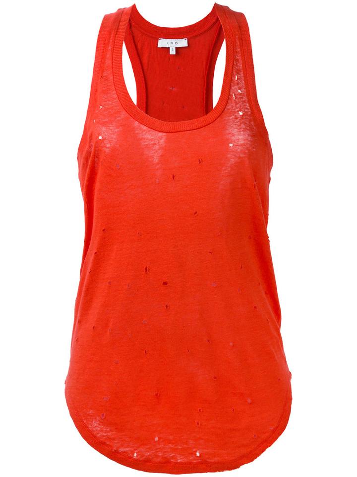 Iro Nibbled Racer Back Vest, Women's, Size: Medium, Red, Linen/flax