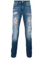 Alexander Mcqueen Distressed Slim-fit Jeans, Men's, Size: 50, Blue, Cotton