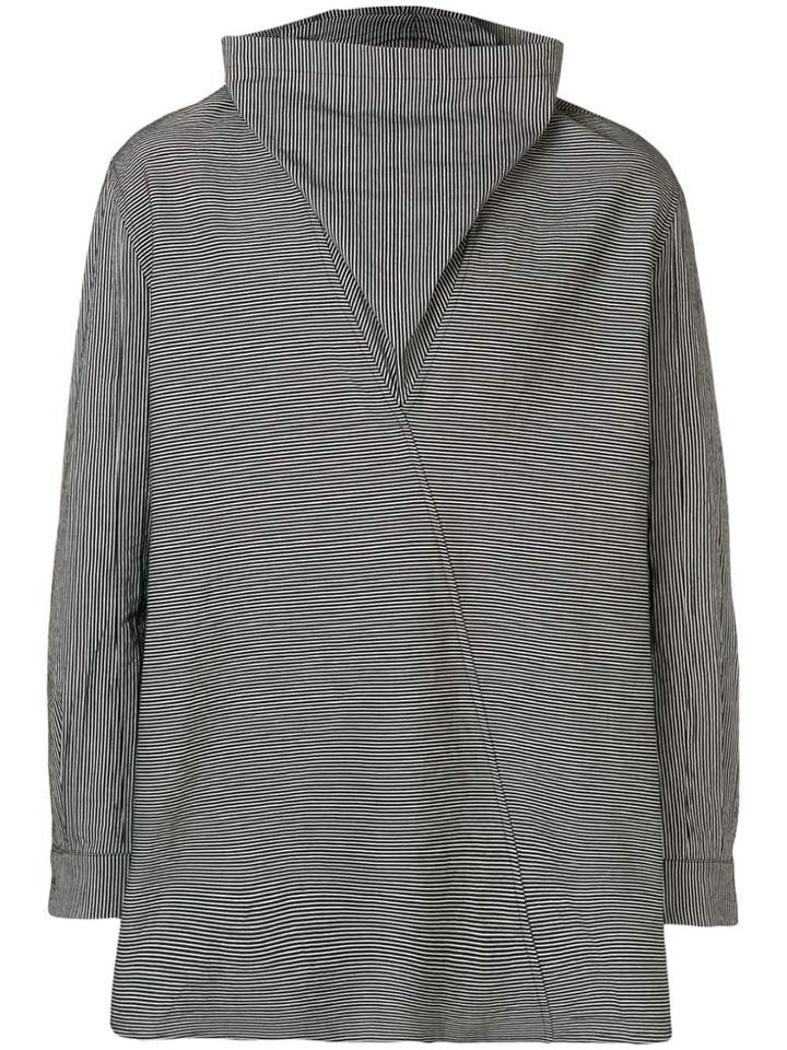 Damir Doma Draped Neck Striped T-shirt - Black