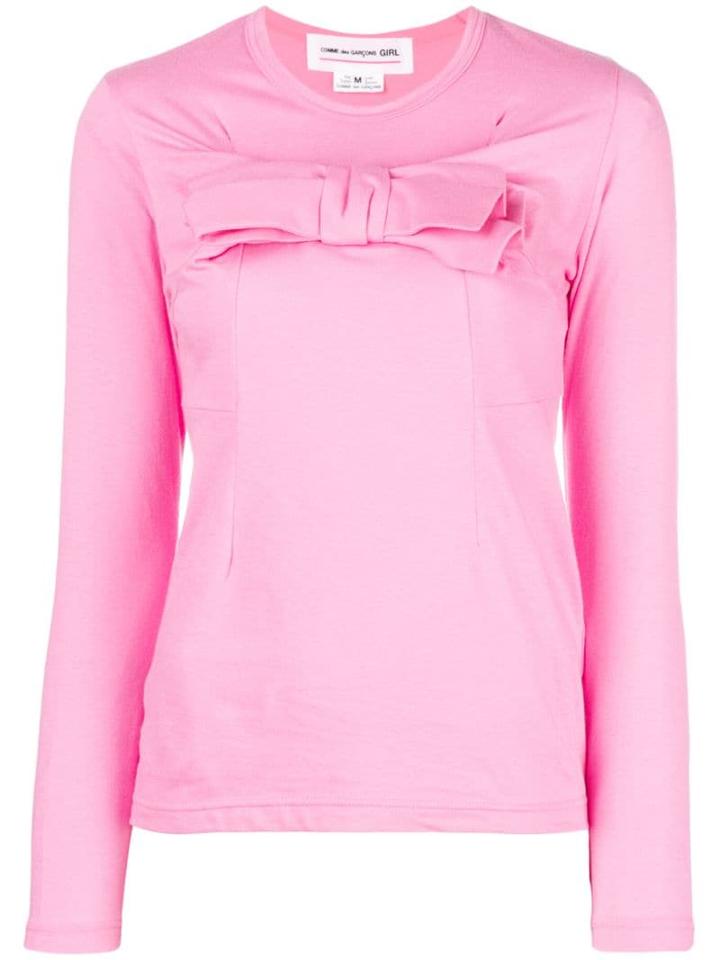 Comme Des Garçons Girl Bow-detail Fitted Sweater - Pink