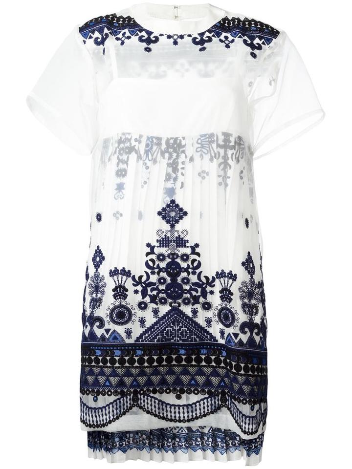 Sacai Tribal Lace Dress, Women's, Size: 2, White, Polyester