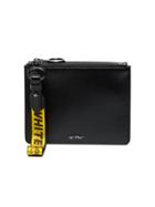 Off-white Black Double Flat Leather Pouch