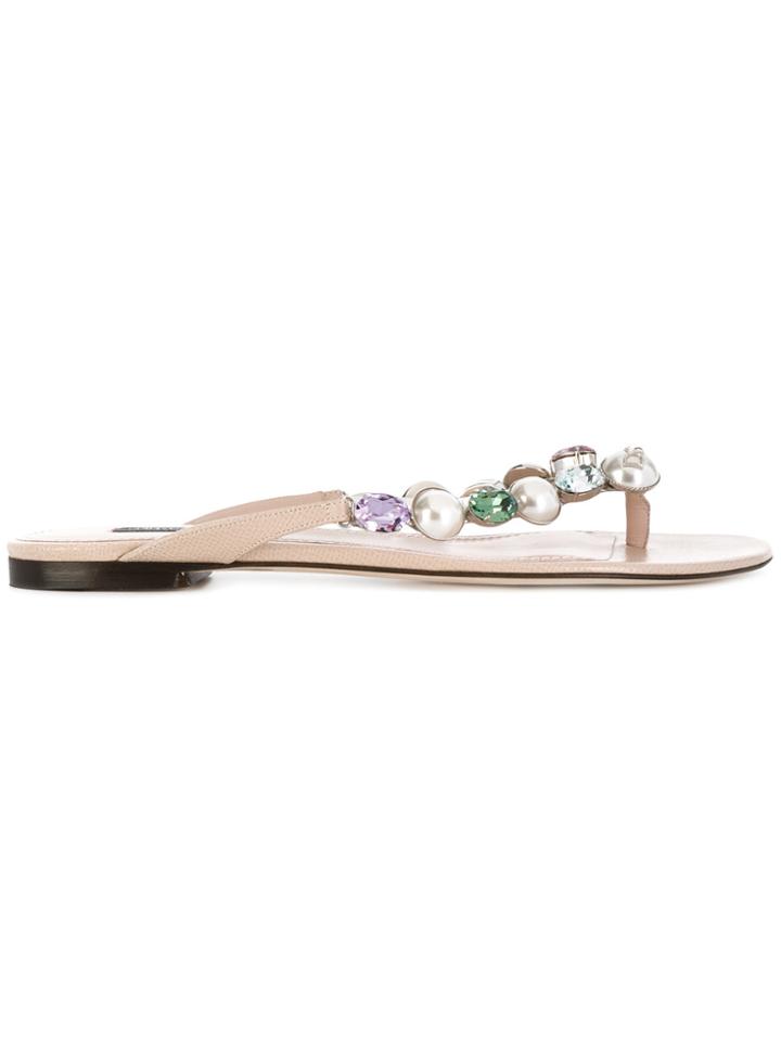 Dolce & Gabbana Embellished Sandals - Nude & Neutrals