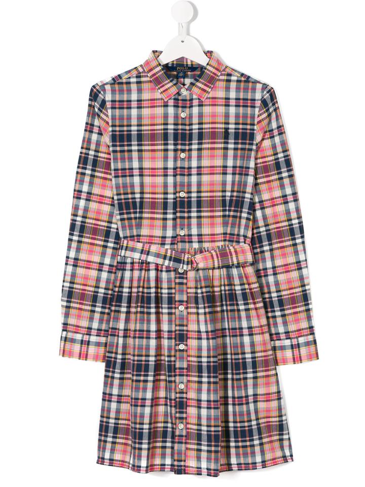 Ralph Lauren Kids Plaid Shirt Dress - Pink & Purple